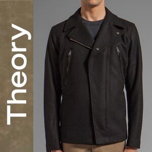 Theory Durwing Zurs Wool Zip Front Coat Jacket